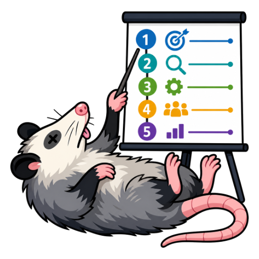 A possum presenting a five-year strategy while playing dead